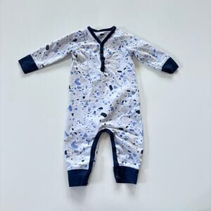 Monica + Andy Boys 9-12 Months Romper Outfit Blue Organic Cotton Snap